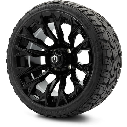 MODZ® 14" Falcon Glossy Black Wheels & Off-Road Tires Combo (Xcomp Gladiator 23-10-14 Radial)