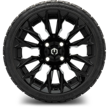 MODZ® 14" Falcon Glossy Black Wheels & Off-Road Tires Combo (Xcomp Gladiator 23-10-14 Radial)