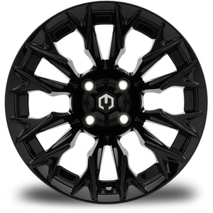 MODZ® 14" Falcon Glossy Black Wheels & Street Tires Combo (Arisun X-Sport 205/30-14)