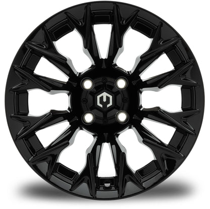 MODZ® 14" Falcon Glossy Black Wheels & Street Tires Combo (Arisun X-Sport 205/30-14)