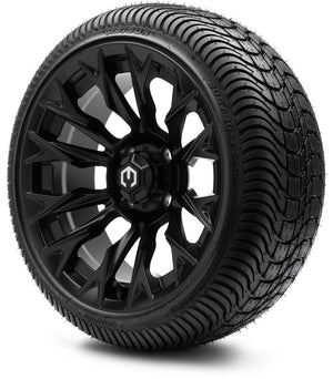 MODZ® 14" Falcon Matte Black Wheels & Street Tires Combo (Arisun Cruze 205/30-14)
