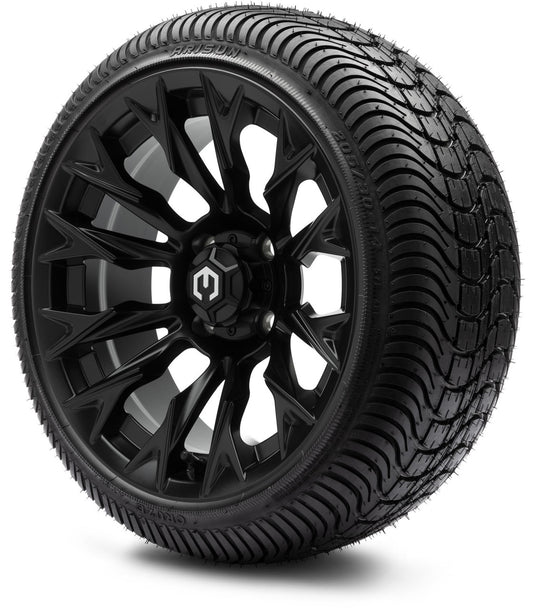 MODZ® 14" Falcon Matte Black Wheels & Street Tires Combo (Arisun Cruze 205/30-14)