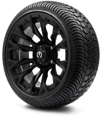 MODZ® 14" Falcon Matte Black Wheels & Street Tires Combo (MODZ Street Fox Radial 205/40-14)