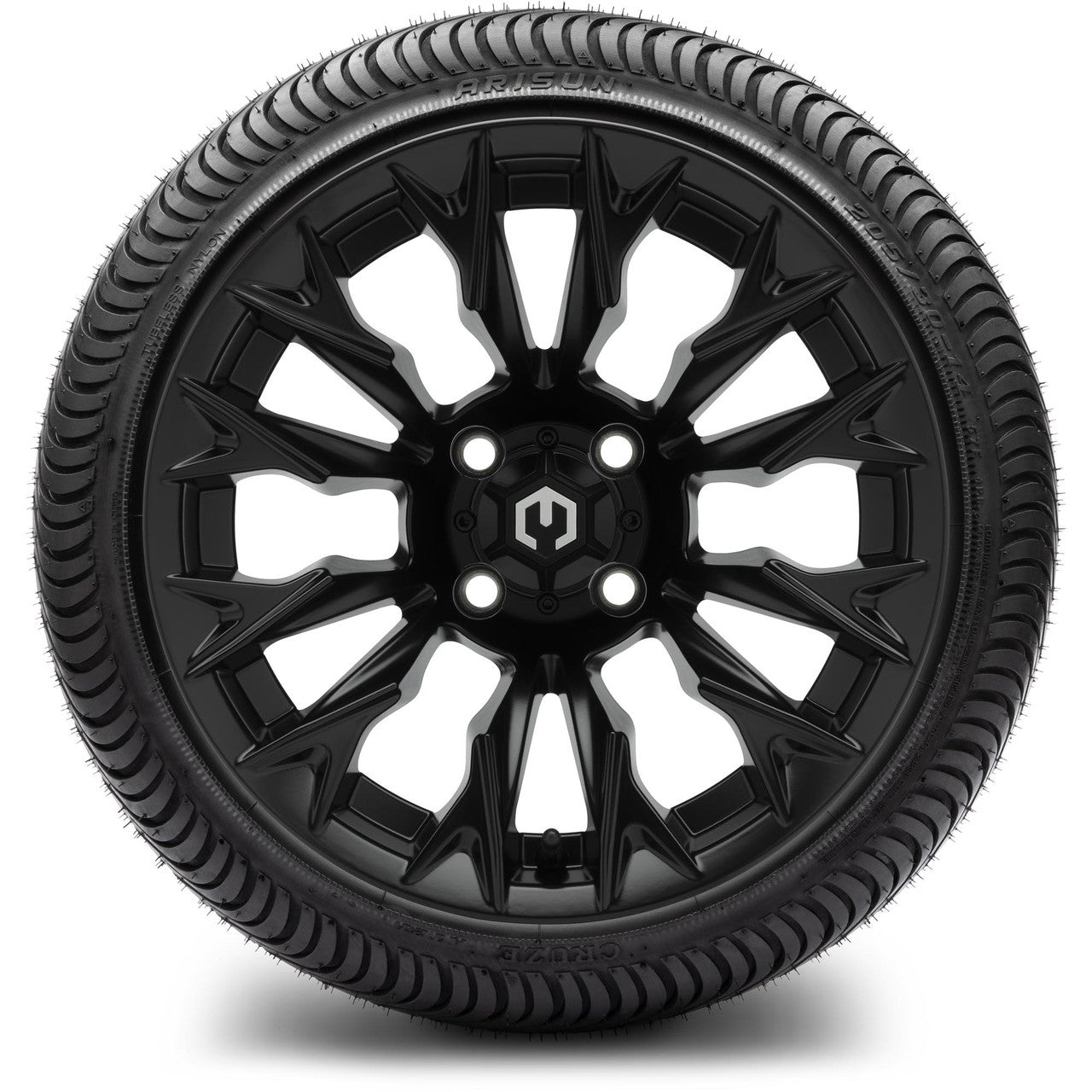 MODZ® 14" Falcon Matte Black Wheels & Street Tires Combo (MODZ Street Fox Radial 23x10-14)