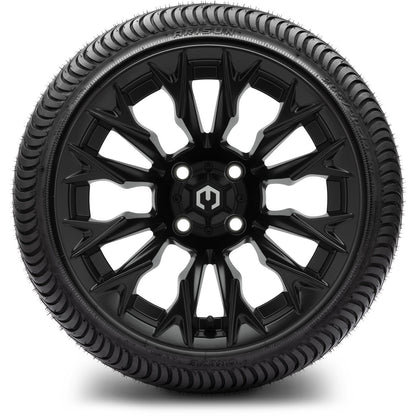 MODZ® 14" Falcon Matte Black Wheels & Street Tires Combo (MODZ Street Fox Radial 205/40-14)