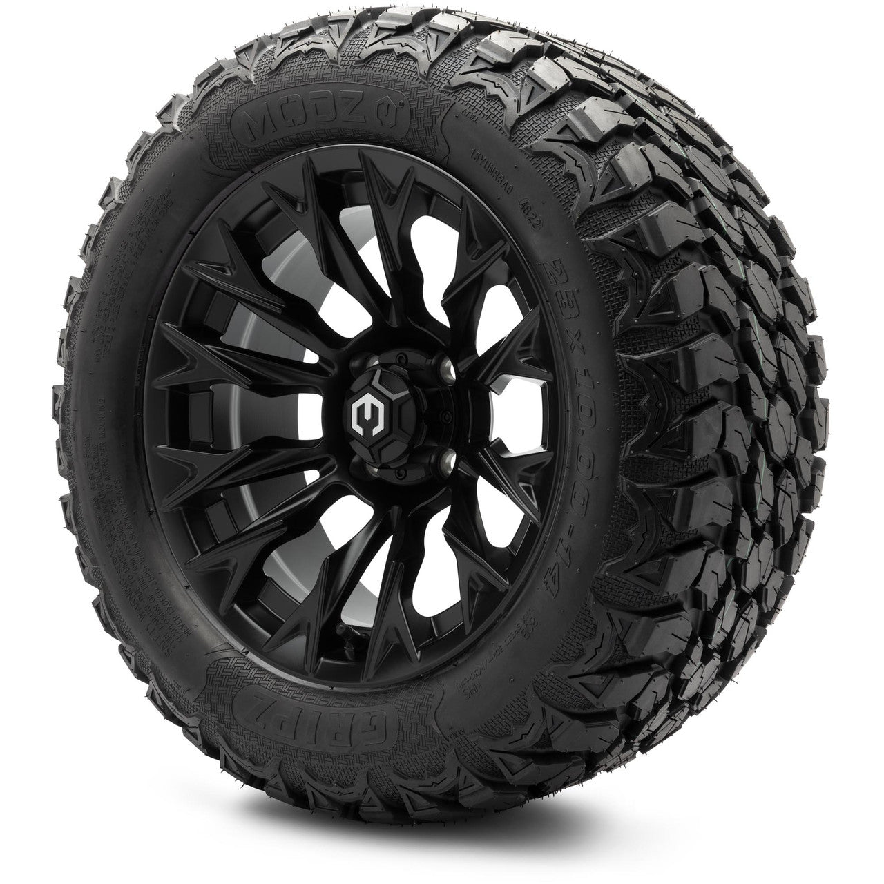 MODZ® 14" Falcon Matte Black Wheels & Off-Road Tires Combo (Xcomp Gladiator 23-10-14 Radial)