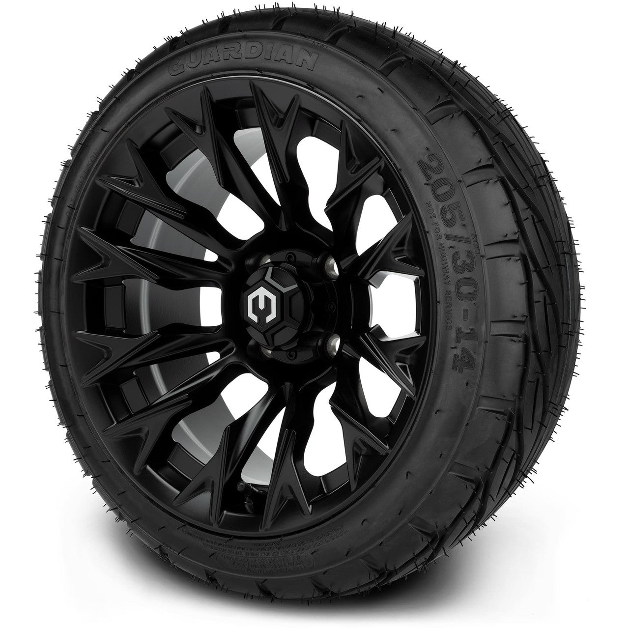 MODZ® 14" Falcon Matte Black Wheels & Street Tires Combo (MODZ Street Fox Radial 23x10-14)