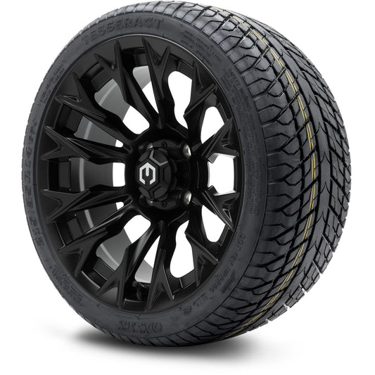 MODZ® 14" Falcon Matte Black Wheels & Street Tires Combo (Odyssey Tesseract Steel Belted Radial 215/35-14)