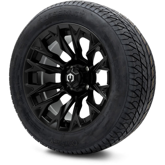 MODZ® 14" Falcon Matte Black Wheels & Street Tires Combo (Odyssey Tesseract Steel Belted Radial 215/50-14)