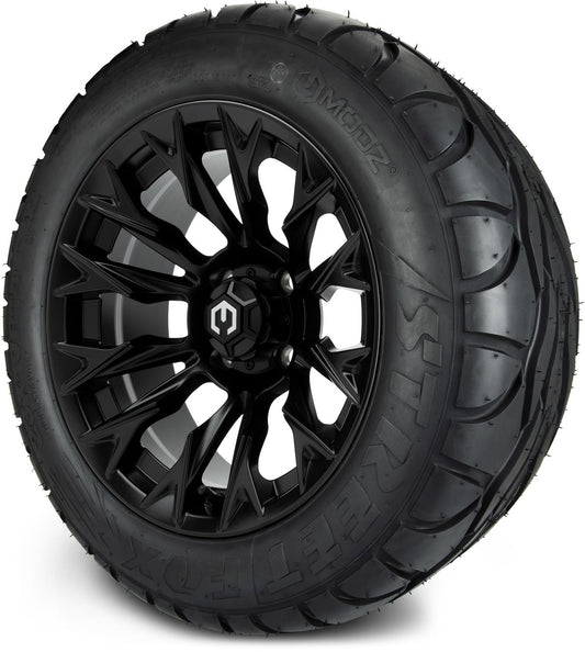 MODZ® 14" Falcon Matte Black Wheels & Street Tires Combo (MODZ Street Fox Radial 23x10-14)