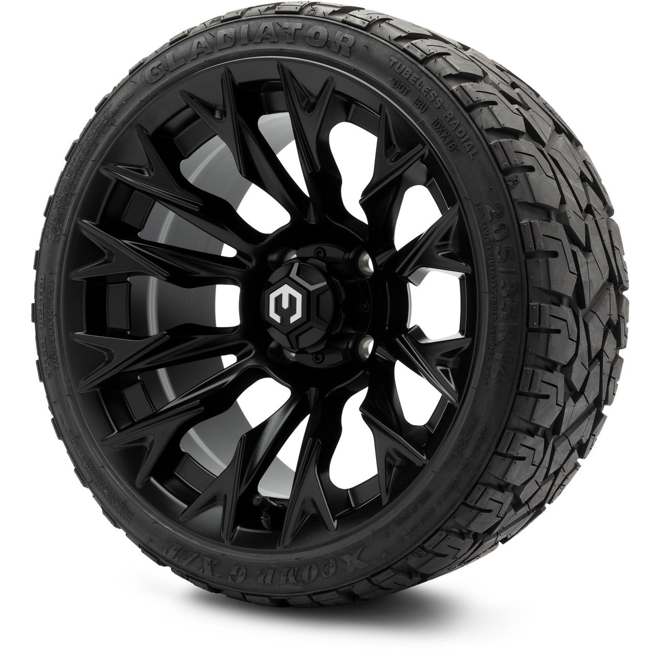MODZ® 14" Falcon Matte Black Wheels & Off-Road Tires Combo (Xcomp Gladiator 23-10-14 Radial)