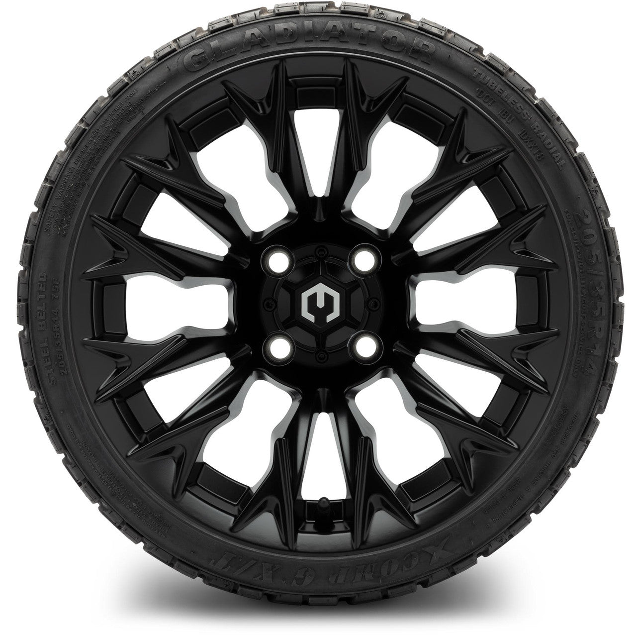 MODZ® 14" Falcon Matte Black Wheels & Off-Road Tires Combo (Xcomp Gladiator 23-10-14 Radial)