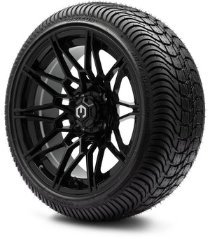 MODZ® 14" Galaxy Glossy Black Wheels & Street Tires Combo (Arisun Cruze 205/30-14)