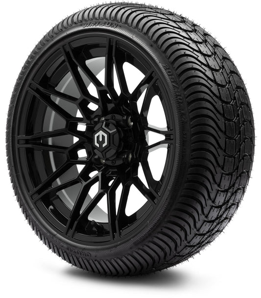 MODZ® 14" Galaxy Glossy Black Wheels & Street Tires Combo (Arisun Cruze 205/30-14)