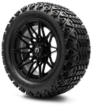 MODZ® 14" Galaxy Glossy Black Wheels & Off-Road Tires Combo (Arisun X-Trail All-Terrain 23x10-14)