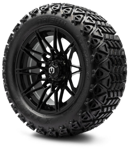 MODZ® 14" Galaxy Glossy Black Wheels & Off-Road Tires Combo (Xcomp Gladiator 23-10-14 Radial)