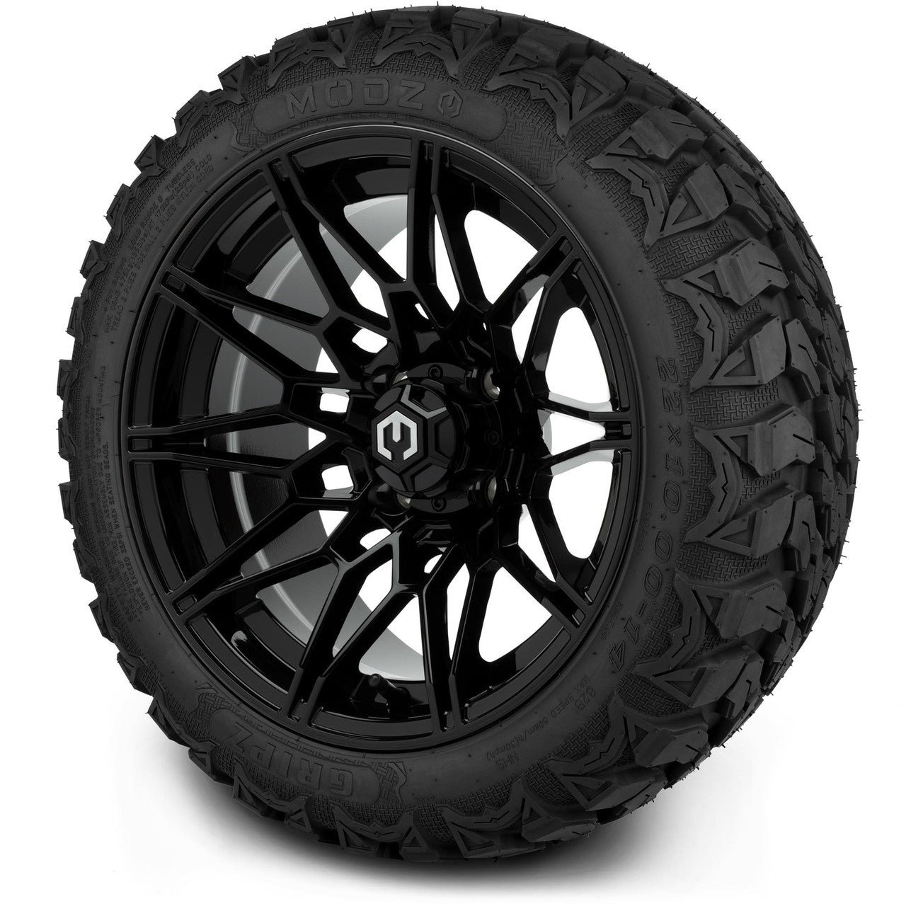 MODZ® 14" Galaxy Glossy Black Wheels & Off-Road Tires Combo (Arisun X-Armory All-Terrain 23x10-14 Radial)