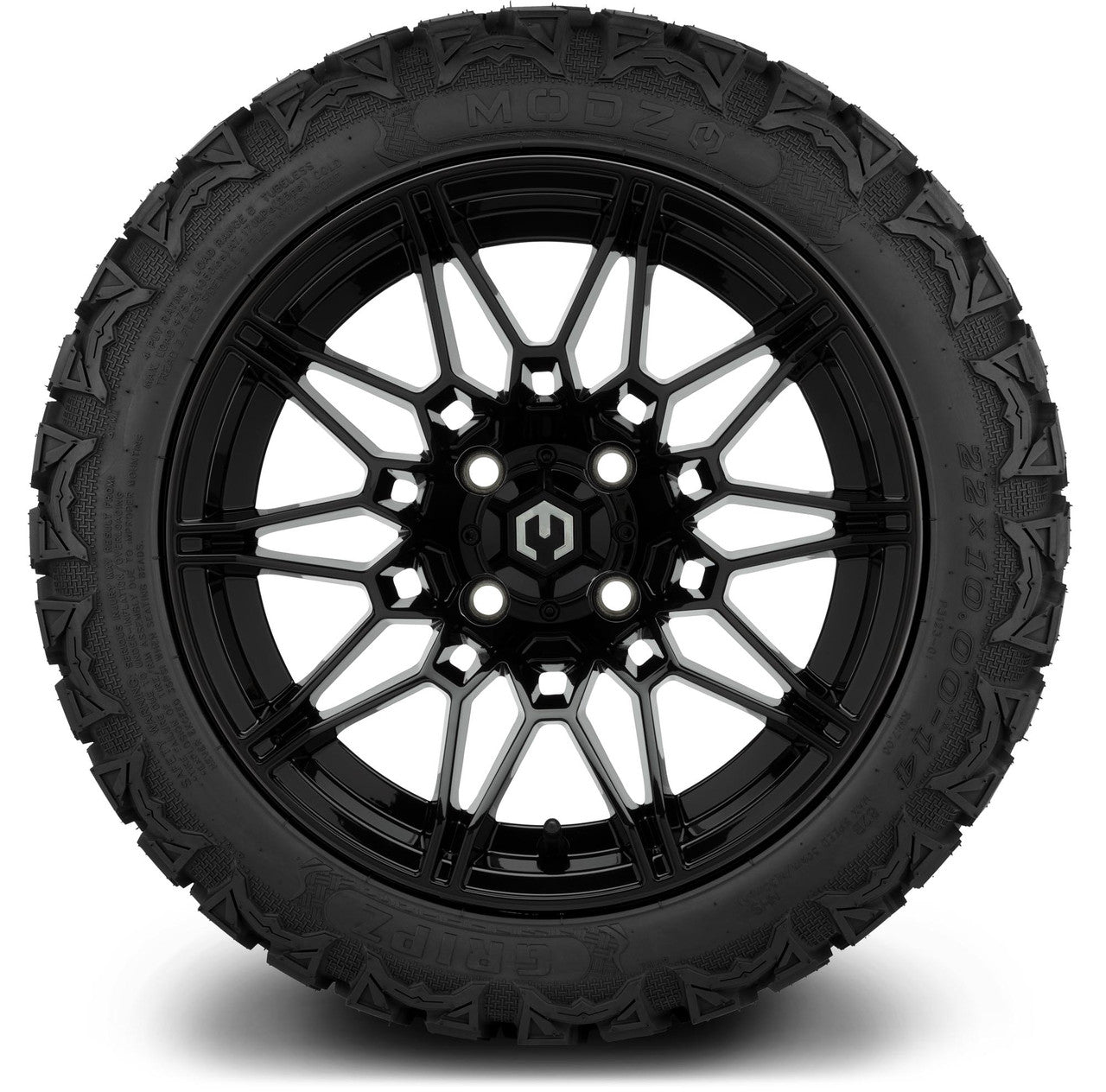 MODZ® 14" Galaxy Glossy Black Wheels & Off-Road Tires Combo (Arisun X-Armory All-Terrain 23x10-14 Radial)