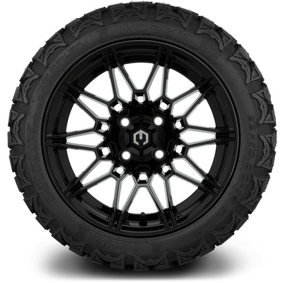MODZ® 14" Galaxy Glossy Black Wheels & Off-Road Tires Combo (Xcomp Gladiator 23-10-14 Radial)