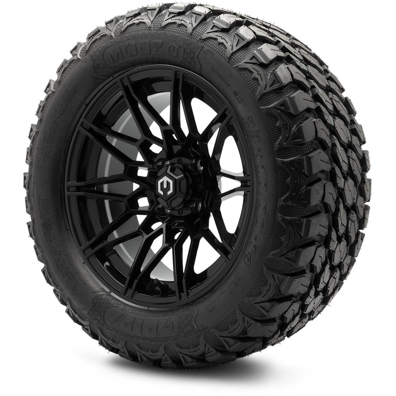 MODZ® 14" Galaxy Glossy Black Wheels & Off-Road Tires Combo (Xcomp Gladiator 23-10-14 Radial)