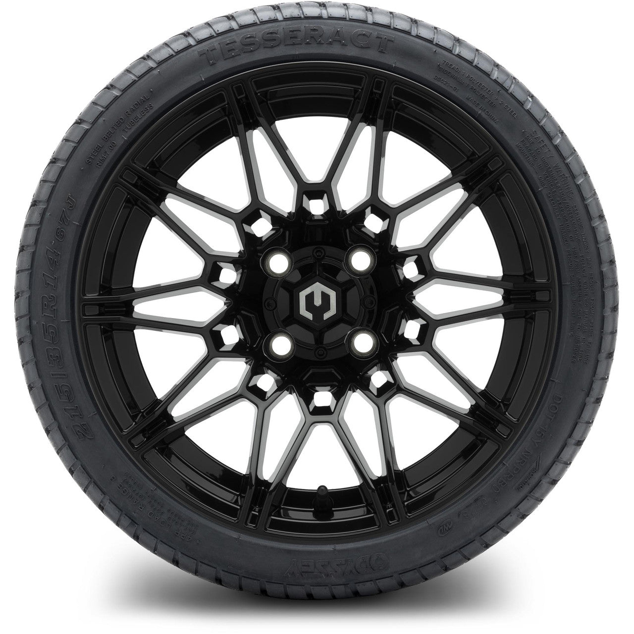 MODZ® 14" Galaxy Glossy Black Wheels & Street Tires Combo (Arisun Cruze 205/30-14)