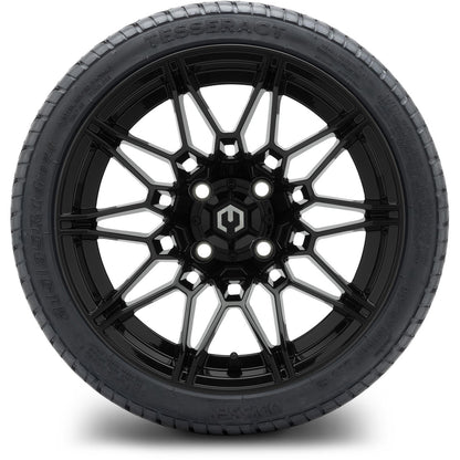 MODZ® 14" Galaxy Glossy Black Wheels & Street Tires Combo (Arisun Cruze 205/30-14)