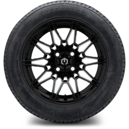 MODZ® 14" Galaxy Glossy Black Wheels & Street Tires Combo (Odyssey Tesseract Steel Belted Radial 215/35-14)