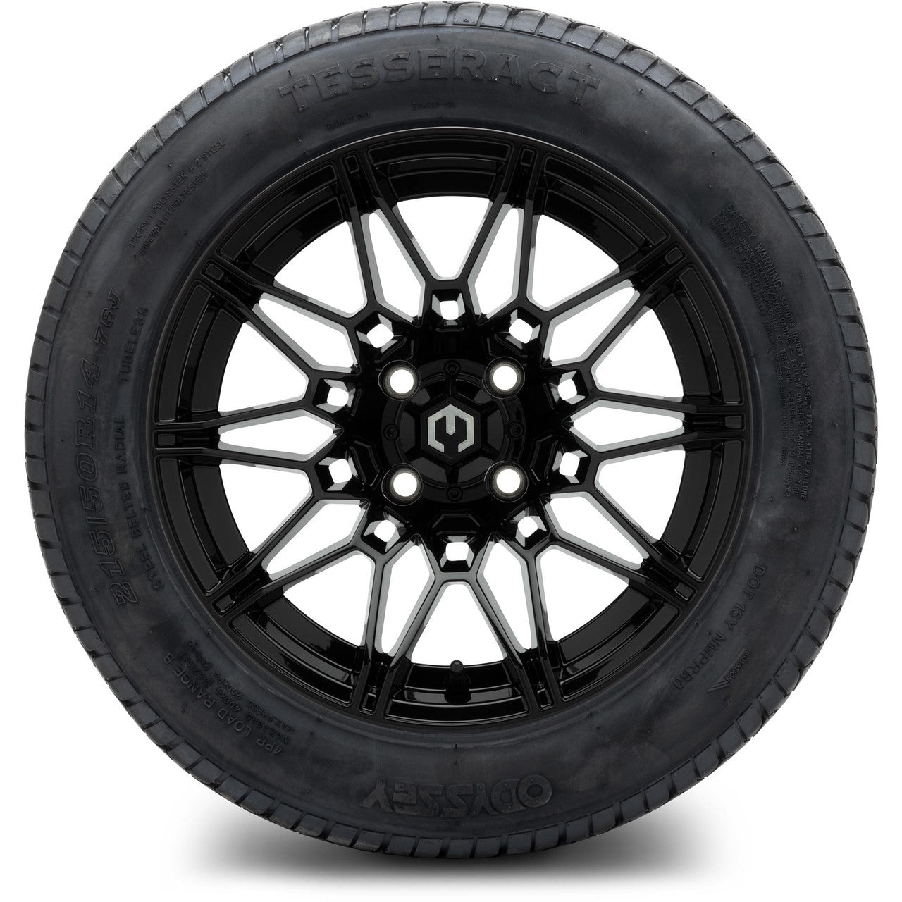 MODZ® 14" Galaxy Glossy Black Wheels & Street Tires Combo (MODZ Street Fox Radial 205/40-14)