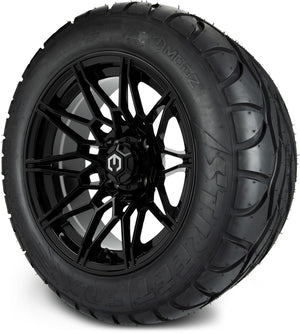 MODZ® 14" Galaxy Glossy Black Wheels & Street Tires Combo (MODZ Street Fox Radial 23x10-14)