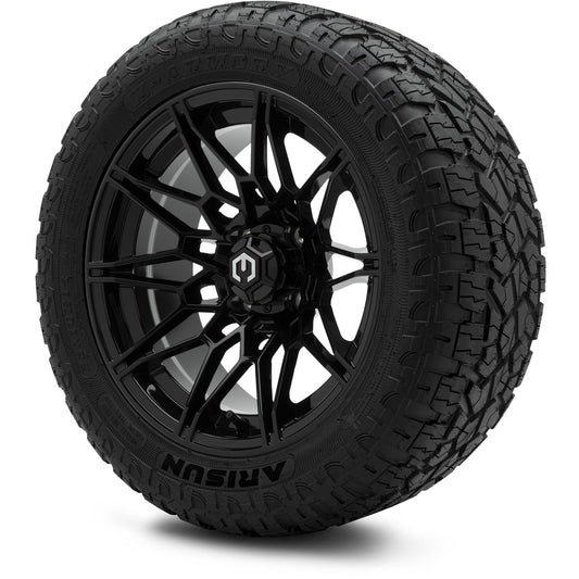 MODZ® 14" Galaxy Glossy Black Wheels & Off-Road Tires Combo (Arisun X-Armory All-Terrain 23x10-14 Radial)