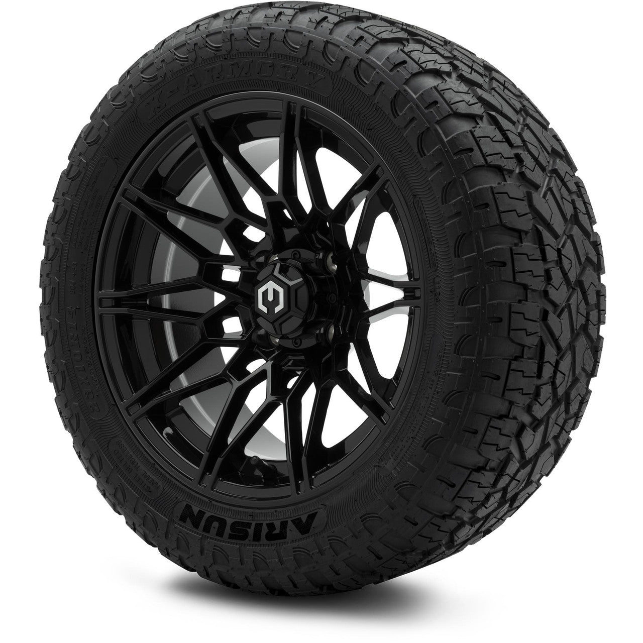 MODZ® 14" Galaxy Glossy Black Wheels & Off-Road Tires Combo (Xcomp Gladiator 23-10-14 Radial)