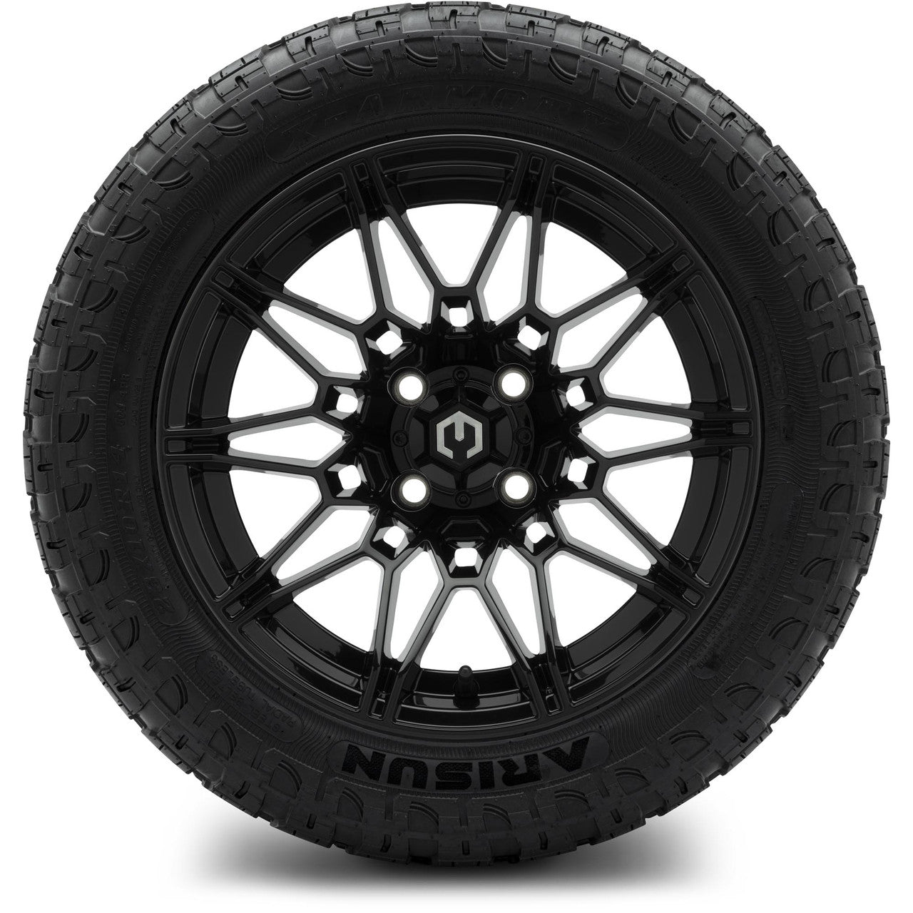 MODZ® 14" Galaxy Glossy Black Wheels & Off-Road Tires Combo (Arisun X-Armory All-Terrain 23x10-14 Radial)