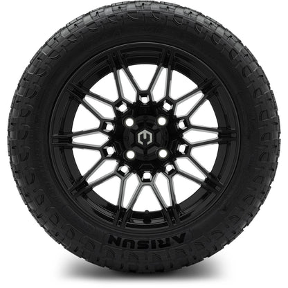 MODZ® 14" Galaxy Glossy Black Wheels & Off-Road Tires Combo (Arisun X-Trail All-Terrain 23x10-14)