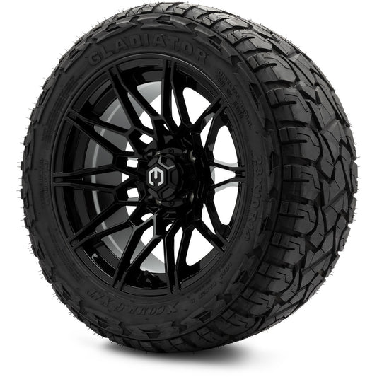 MODZ® 14" Galaxy Glossy Black Wheels & Off-Road Tires Combo (Xcomp Gladiator 23-10-14 Radial)