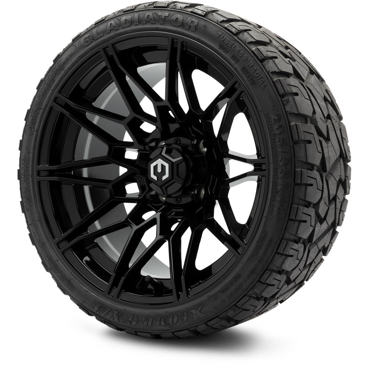 MODZ® 14" Galaxy Glossy Black Wheels & Off-Road Tires Combo (Arisun X-Armory All-Terrain 23x10-14 Radial)