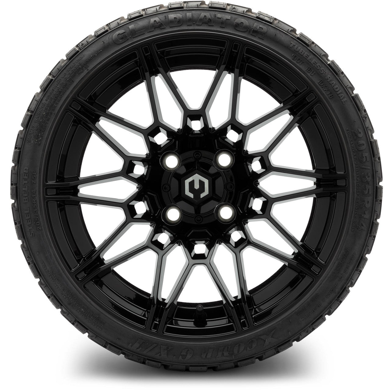MODZ® 14" Galaxy Glossy Black Wheels & Off-Road Tires Combo (Xcomp Gladiator 23-10-14 Radial)