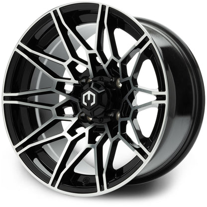 MODZ® 14" Galaxy Machined Black Wheels & Street Tires Combo (MODZ Guardian 205/30-14)
