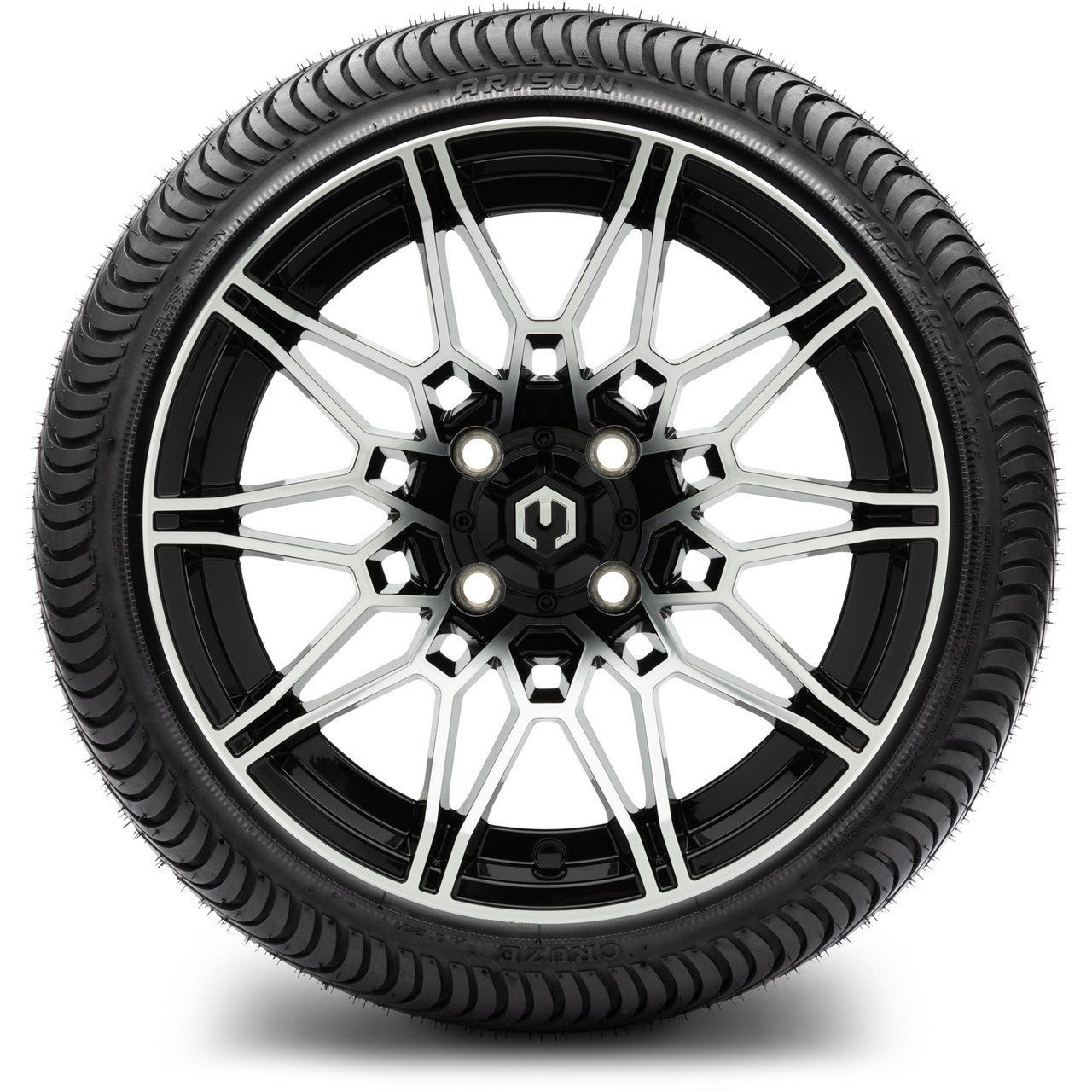MODZ® 14" Galaxy Machined Black Wheels & Street Tires Combo (MODZ Street Fox Radial 23x10-14)