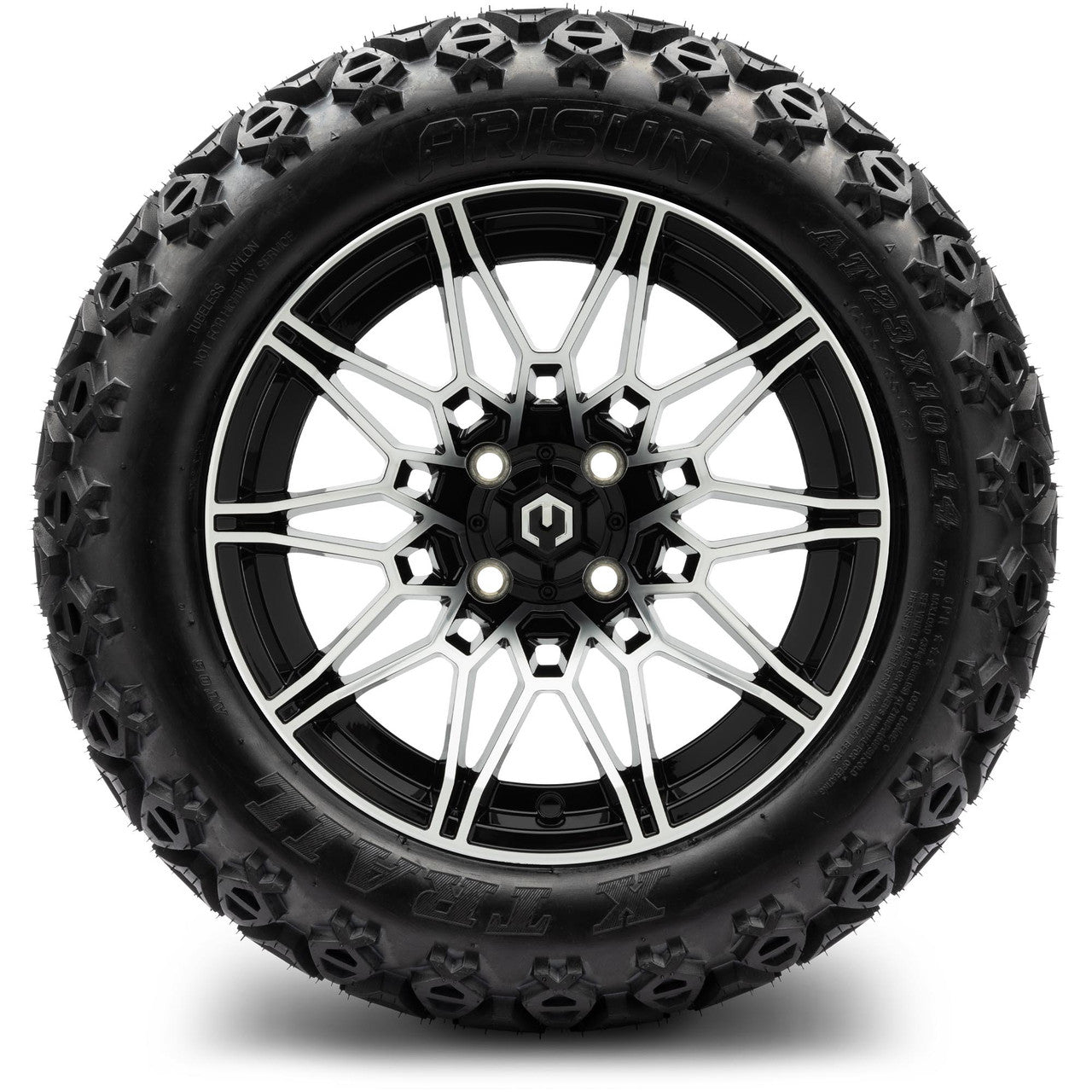 MODZ® 14" Galaxy Machined Black Wheels & Off-Road Tires Combo (Arisun X-Armory All-Terrain 23x10-14 Radial)