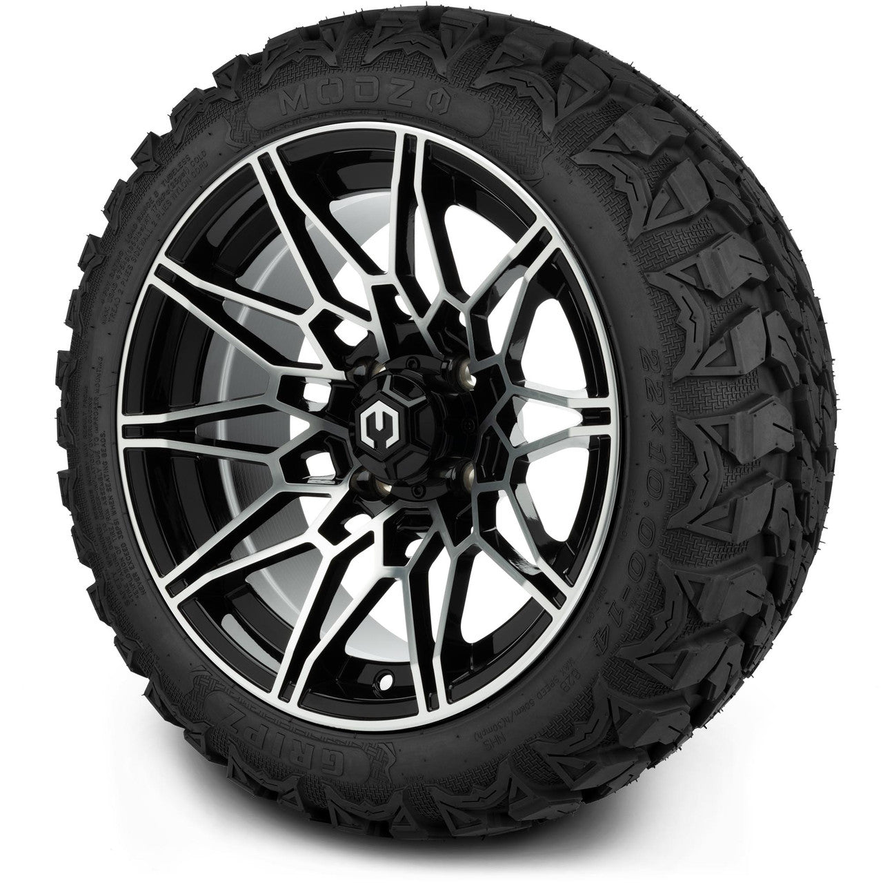 MODZ® 14" Galaxy Machined Black Wheels & Off-Road Tires Combo (Xcomp Gladiator 23-10-14 Radial)