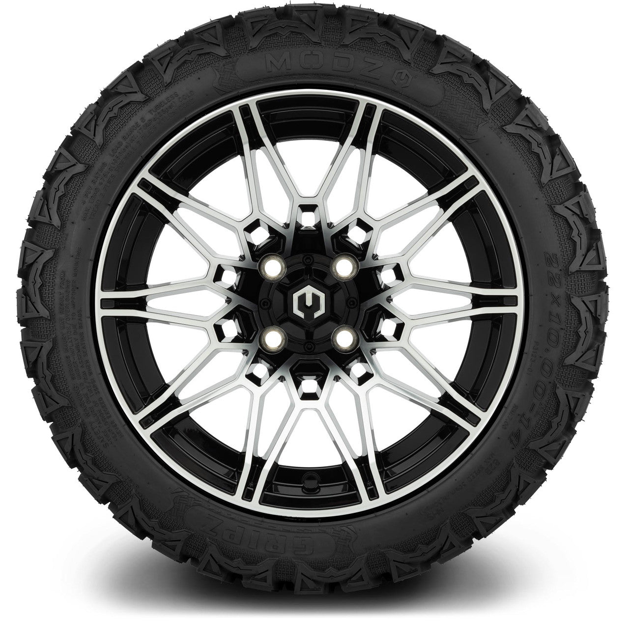 MODZ® 14" Galaxy Machined Black Wheels & Off-Road Tires Combo (Arisun X-Trail All-Terrain 23x10-14)