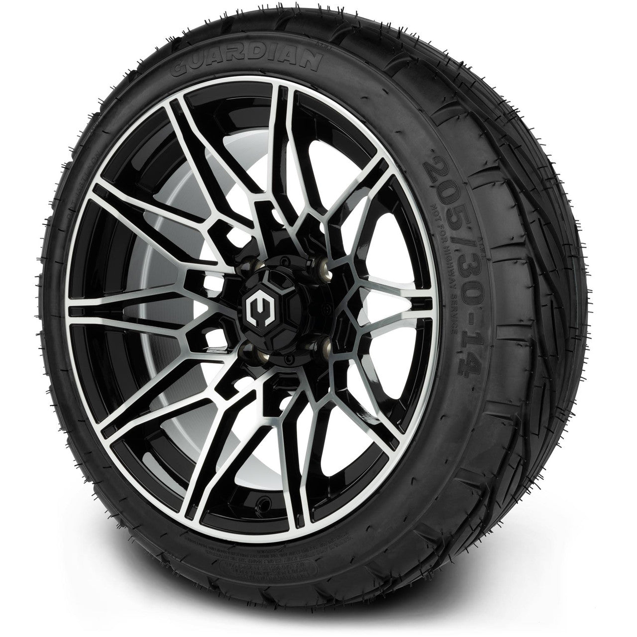 MODZ® 14" Galaxy Machined Black Wheels & Street Tires Combo (MODZ Street Fox Radial 23x10-14)