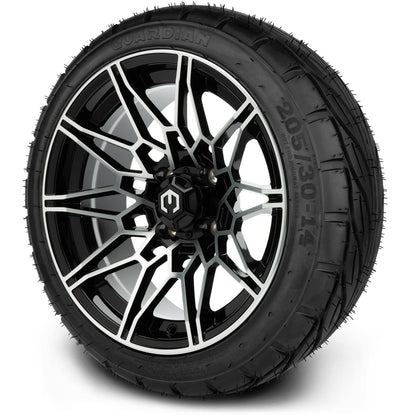 MODZ® 14" Galaxy Machined Black Wheels & Street Tires Combo (MODZ Street Fox Radial 23x10-14)