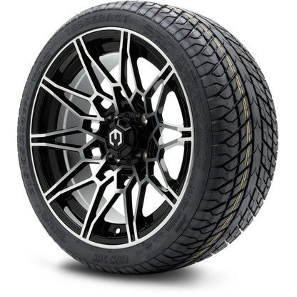 MODZ® 14" Galaxy Machined Black Wheels & Street Tires Combo (MODZ Street Fox Radial 205/40-14)