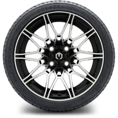 MODZ® 14" Galaxy Machined Black Wheels & Street Tires Combo (MODZ Street Fox Radial 23x10-14)