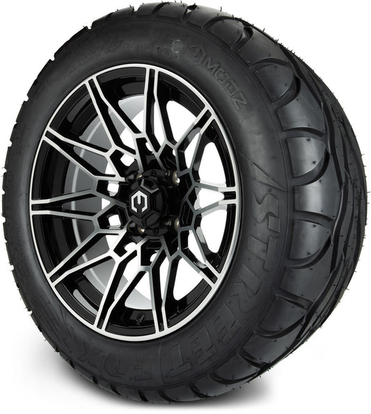 MODZ® 14" Galaxy Machined Black Wheels & Street Tires Combo (MODZ Street Fox Radial 23x10-14)