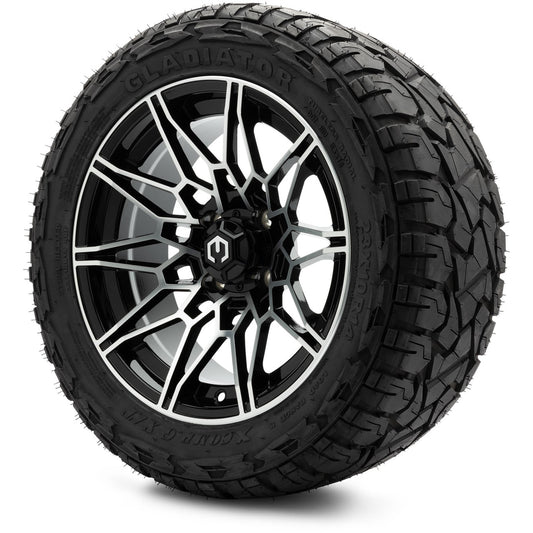 MODZ® 14" Galaxy Machined Black Wheels & Off-Road Tires Combo (Xcomp Gladiator 23-10-14 Radial)