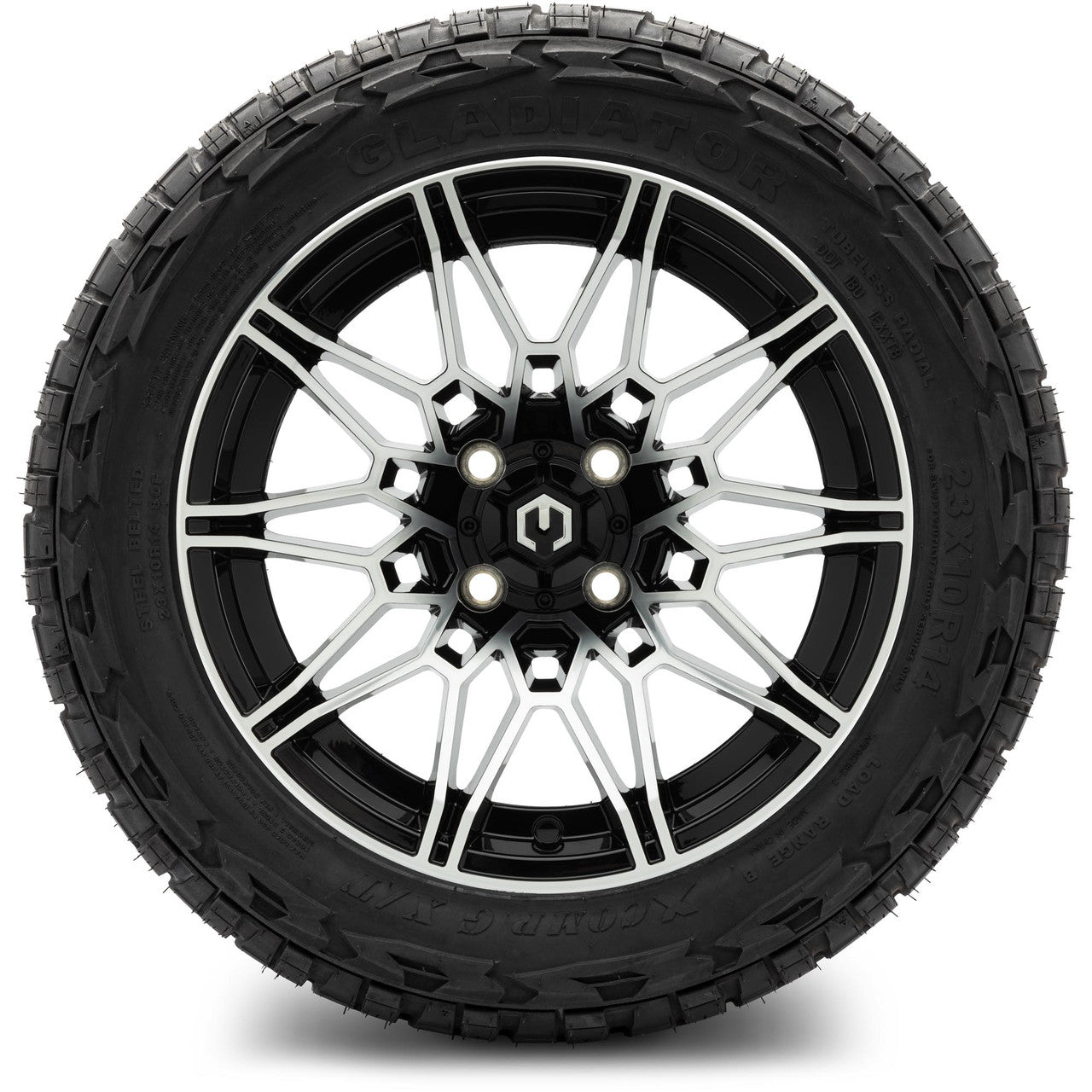 MODZ® 14" Galaxy Machined Black Wheels & Off-Road Tires Combo (Arisun X-Armory All-Terrain 23x10-14 Radial)