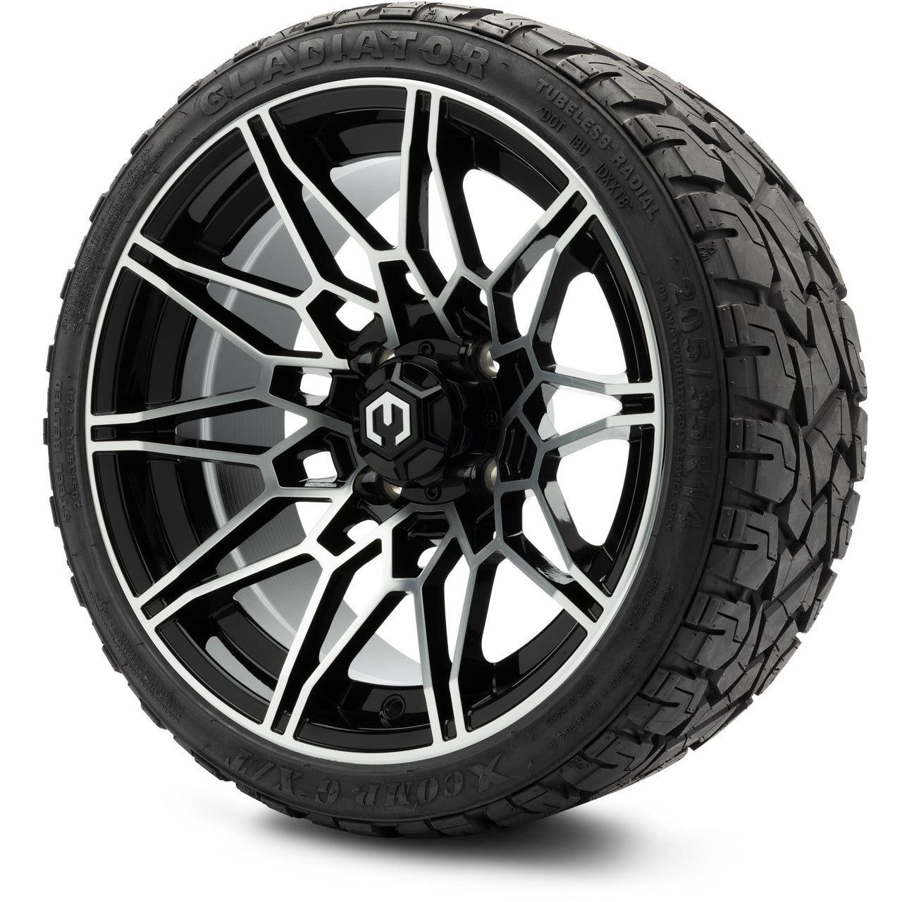 MODZ® 14" Galaxy Machined Black Wheels & Off-Road Tires Combo (Xcomp Gladiator 23-10-14 Radial)