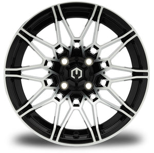 MODZ® 14" Galaxy Machined Black Wheels & Street Tires Combo (Arisun X-Sport 205/30-14)
